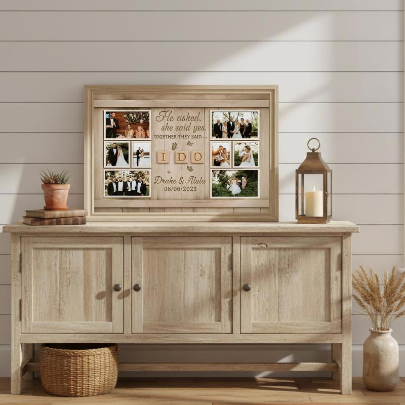 "I Do" Custom Photo Collage - Personalized Newlywed Canvas