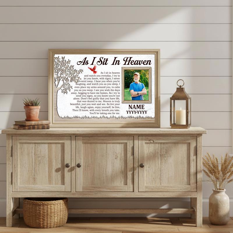 Loved One Memorial Keepsake - Heaven Poem & Custom Photo Canvas