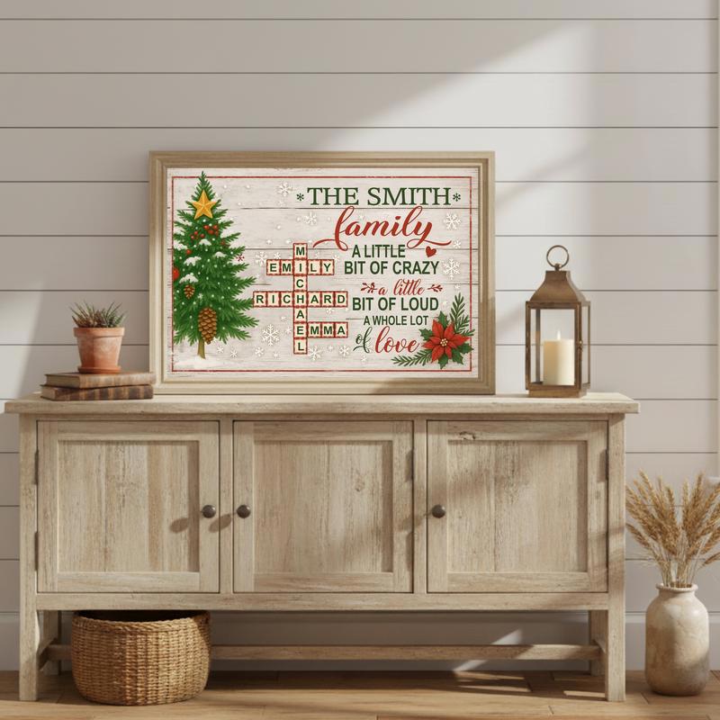 Meaningful Christmas Gift - Custom Family Name Crossword Canvas