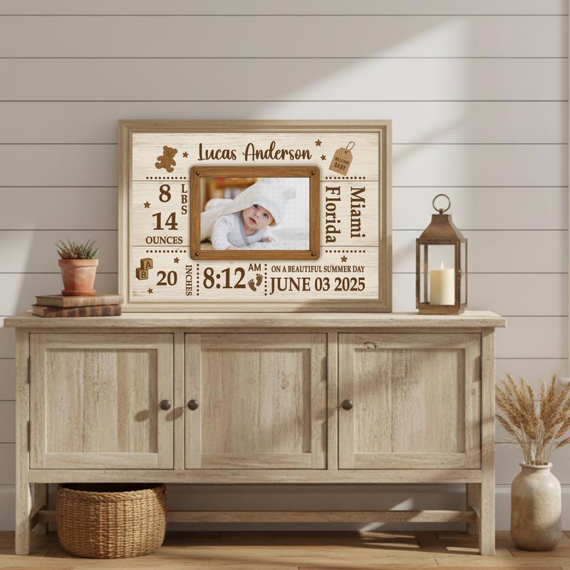 Milestone Baby Canvas - Personalized Newborn Gift Photo Frame