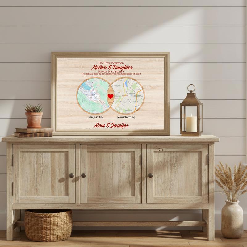 Mother Daughter Bond - Custom Long Distance Map Keepsake Canvas
