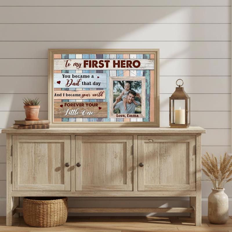 My First Hero Gift - Personalized Father Daughter Canvas