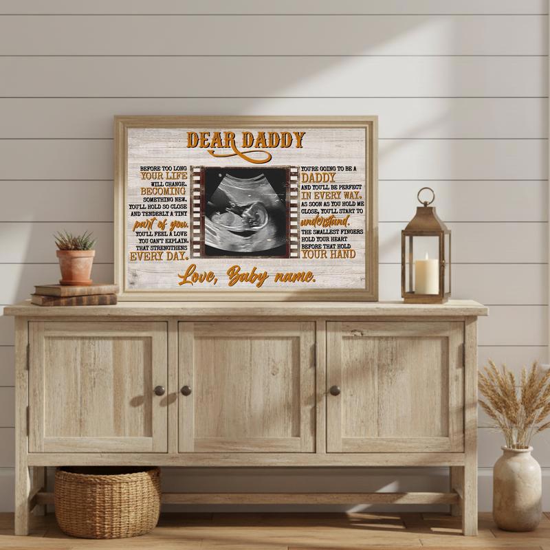 Daddy's First Glimpse Personalized Ultrasound Photo Canvas