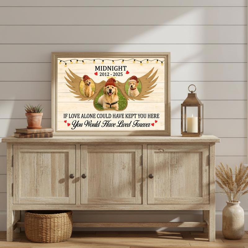 Our Angel Dog Personalized Farmhouse Christmas Canvas