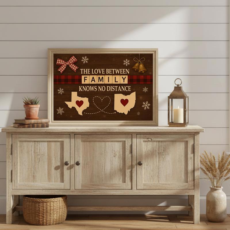 Our Hearts Connect - Custom Long Distance Christmas Gift Canvas