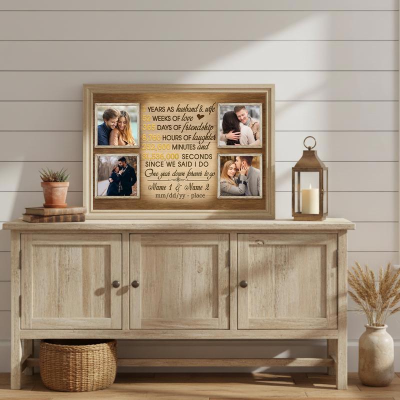 Personalized Couple 1st Anniversary Photo Timeline Keepsake Canvas