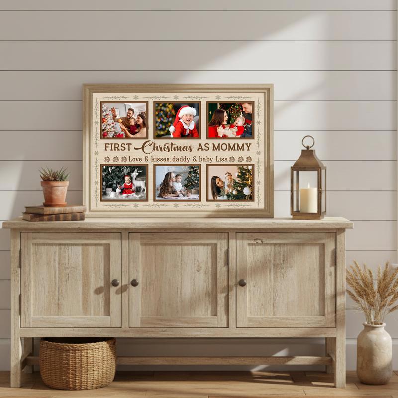 Personalized First Christmas As Mommy Canvas - New Mom Keepsake