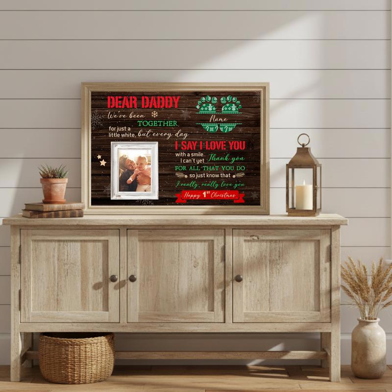 Personalized First Christmas Gift From Baby To Dad Canvas