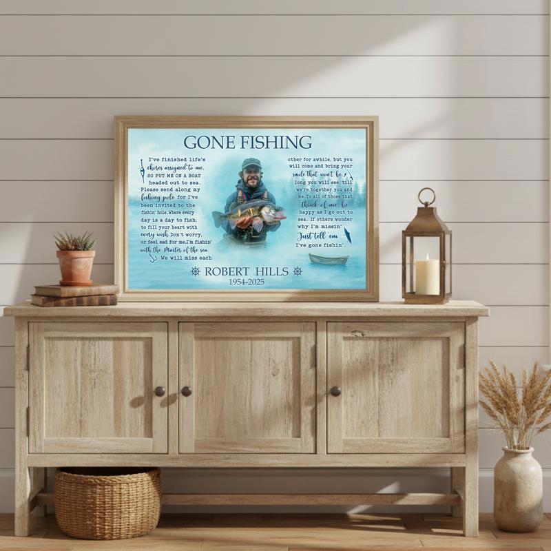 Personalized Fisherman Tribute - Gone Fishing Canvas