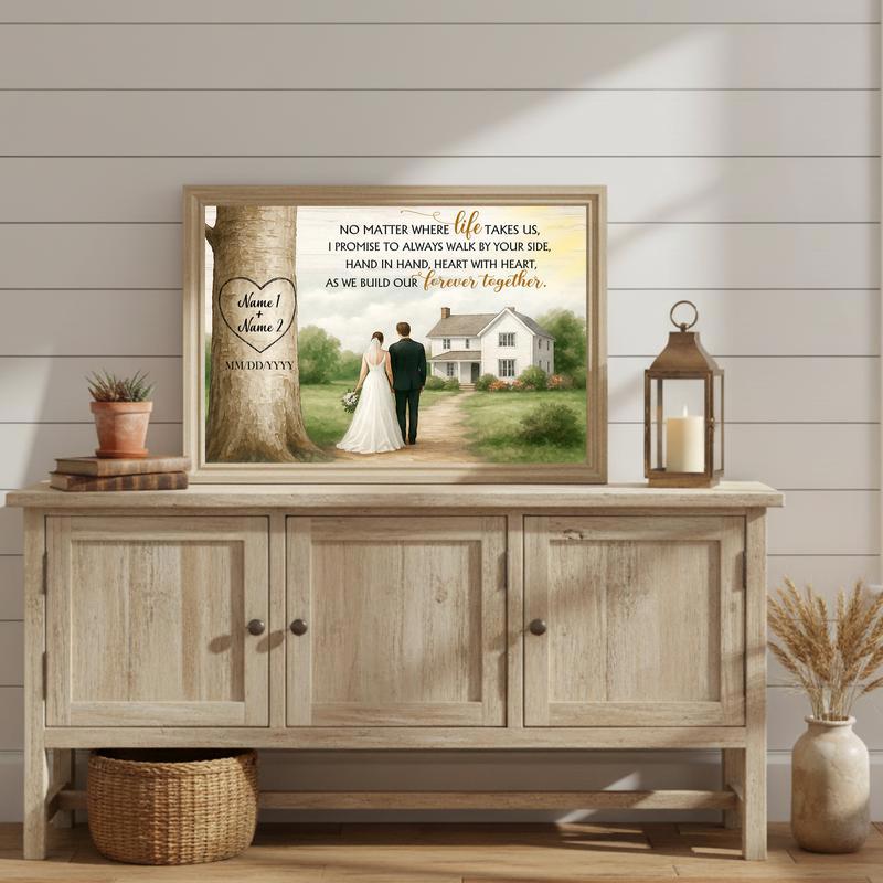 Personalized Tree Carved Heart - Forever Together Wedding Canvas