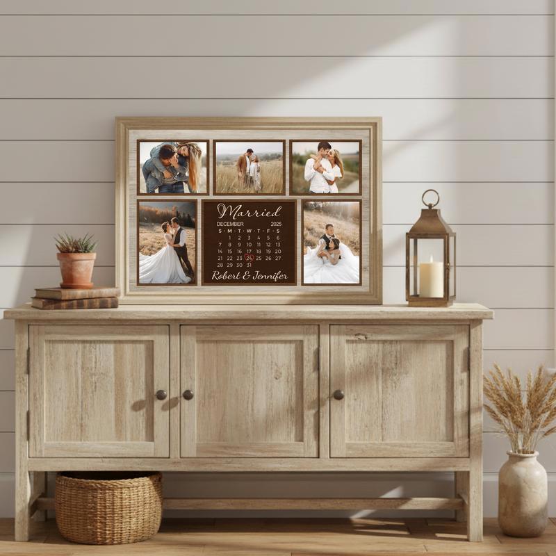 Personalized Wedding Calendar Photo Collage For Anniversaries Canvas