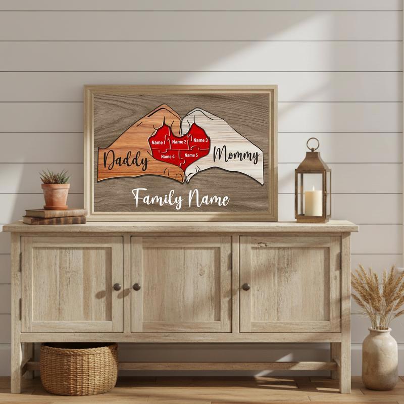 Custom Wooden Puzzle Canvas Heartfelt Family Bond Keepsake