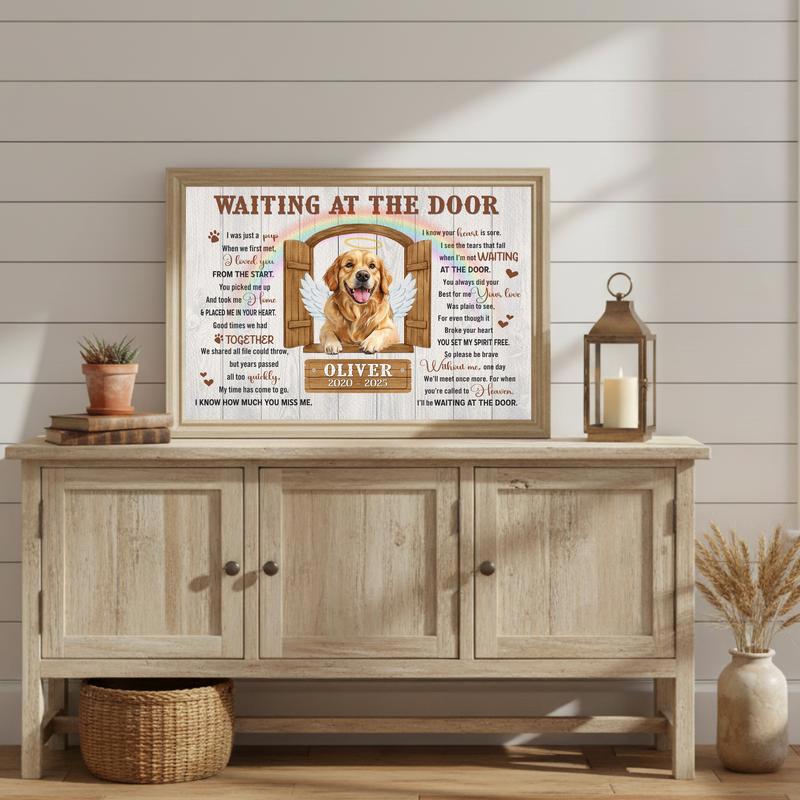 Pet Loss Personalized Art - "Waiting At The Door" Memorial Canvas