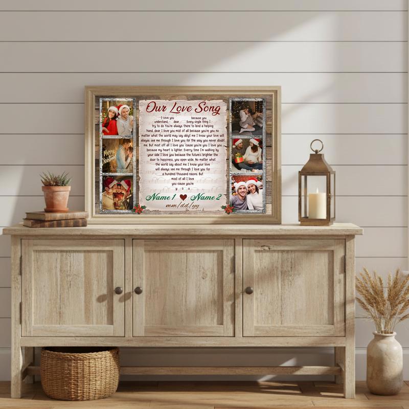 Romantic Gift For Couple - Custom Christmas Love Song Canvas