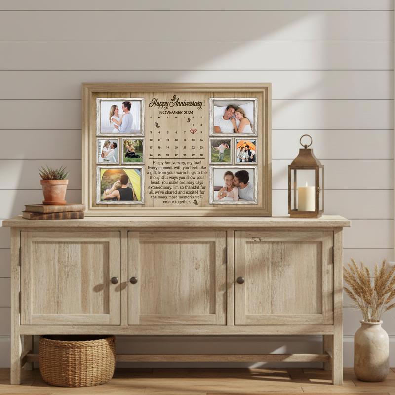 Romantic Photo Calendar Collage Canvas - Custom Anniversary Gift