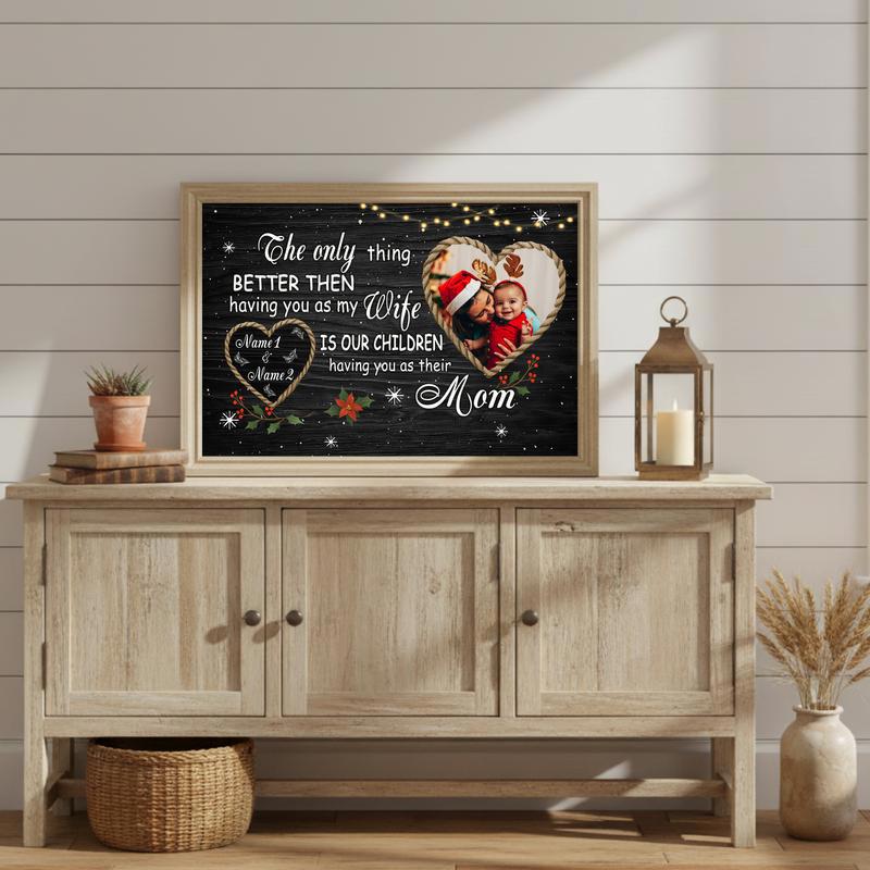 Romantic Xmas Gift For Wife - Custom Names & Family Photo Canvas