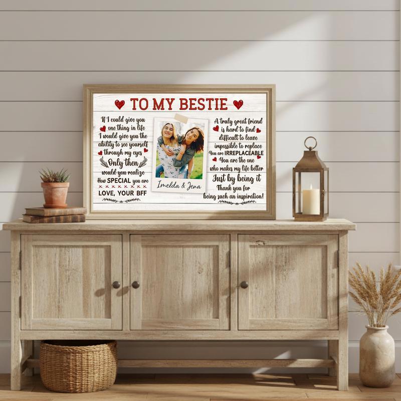 Rustic Friendship Keepsake - Custom Bestie Photo Quote Canvas