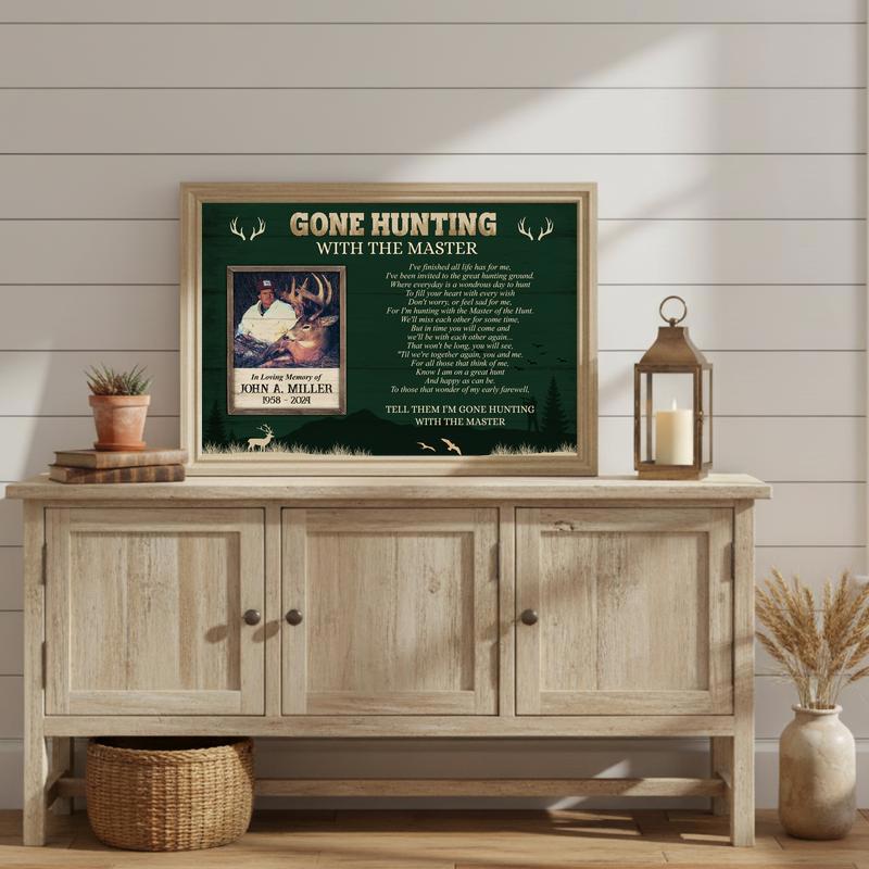Rustic Tribute To The Master Hunter - Personalized Memorial Canvas