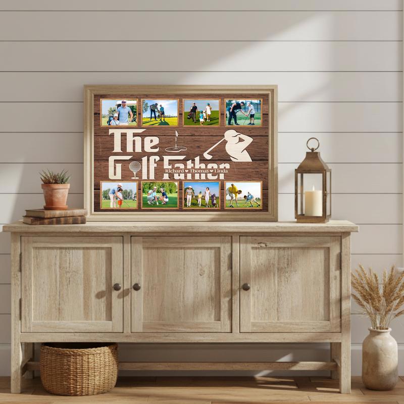The Golf Father Photo Collage - Personalized Father's Day Canvas