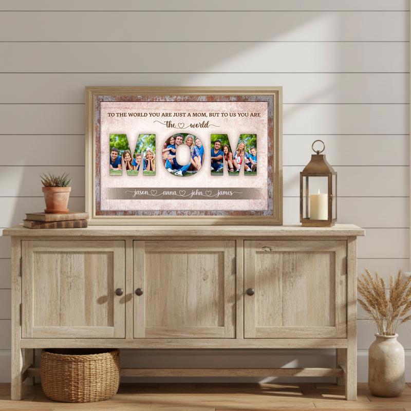 She Is My World Photo Canvas Keepsake Personalized Mom Gift
