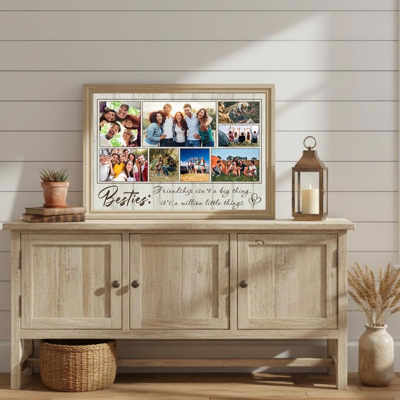 Unique Bestie Photo Collage Canvas - Custom Friendship Wall Art Gift
