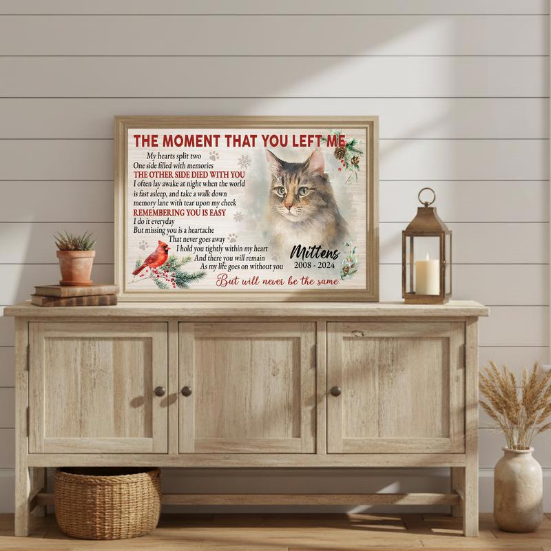 Watercolor Cat Memorial Keepsake - Personalized Christmas Canvas