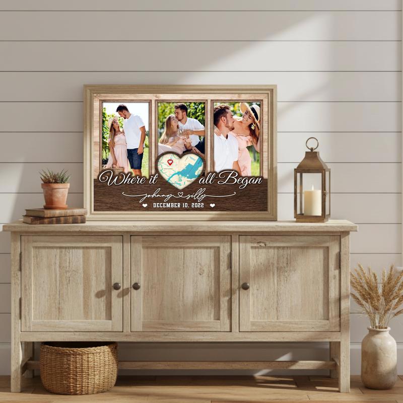 Personalized Love Story's Map Canvas Wall Art Gift