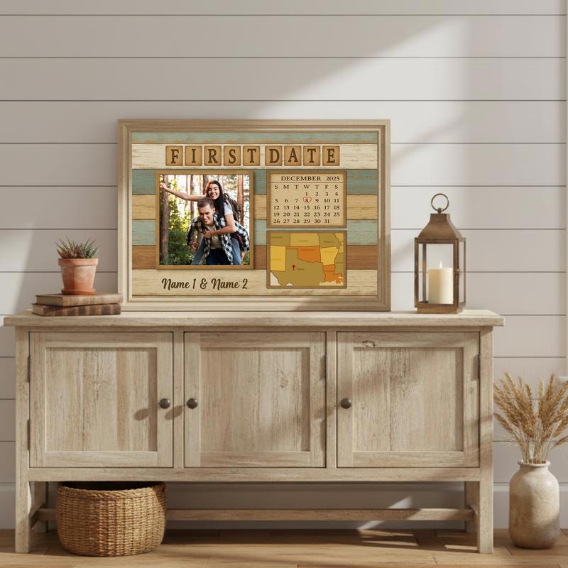 Where Our Story Began - Custom Calendar Map Couple Canvas