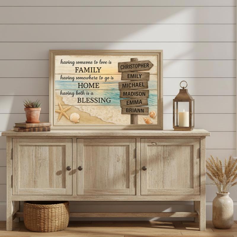 Your Beach Home Story - Rustic Last Name Street Sign Canvas