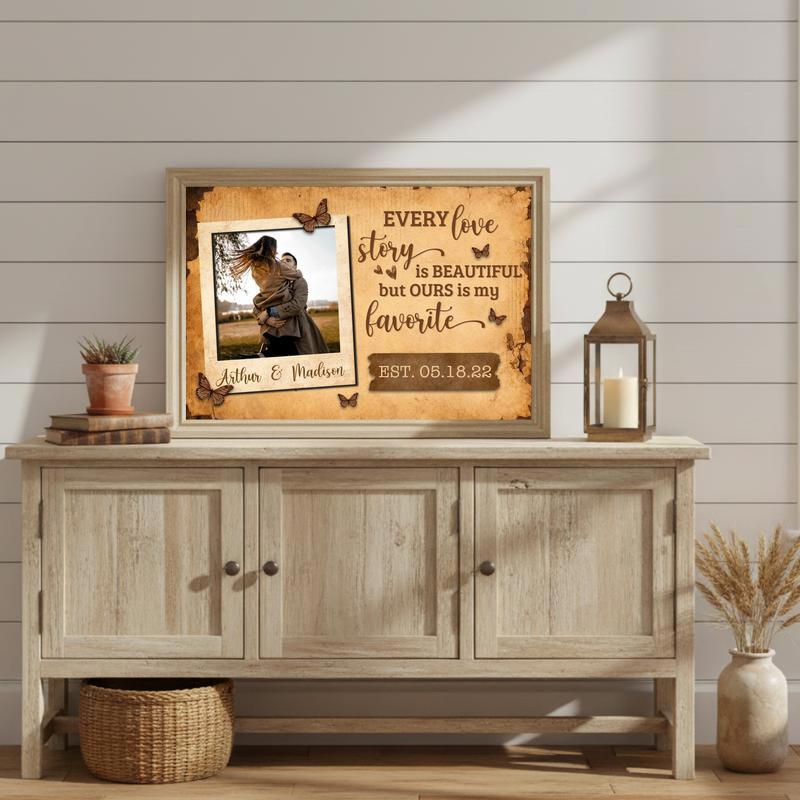 Your Beautiful Love Story Seen Through a Wooden Window Canvas