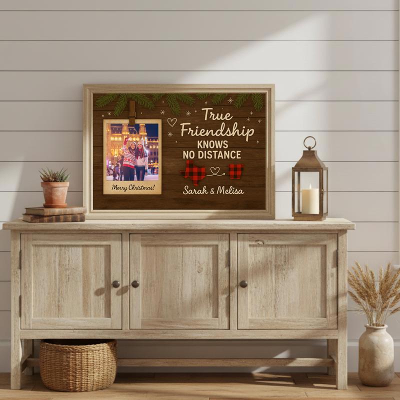 Your Friendship Across States - Buffalo Plaid Photo Canvas