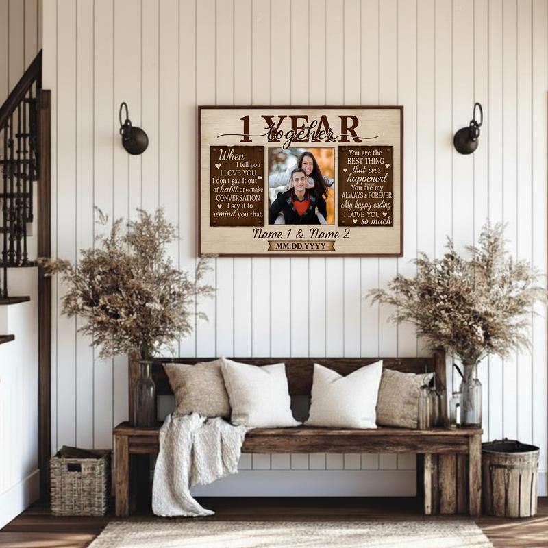 Celebrate 1 Year - Custom Photo Keepsake For The Couple Canvas