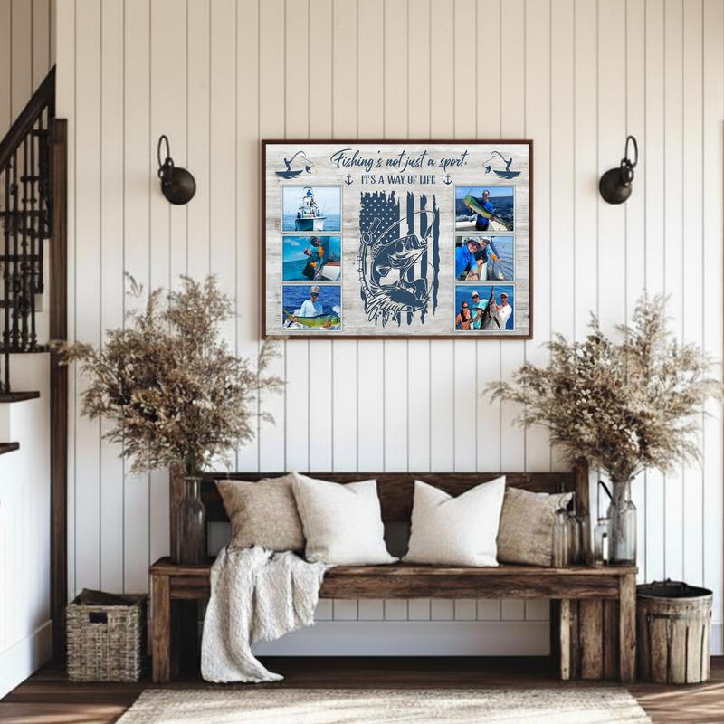 Cherish His Best Catches - Custom Fisherman Photo Keepsake Canvas