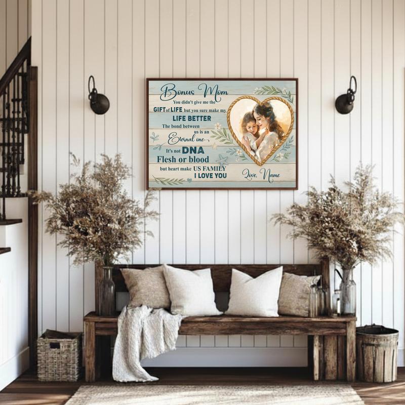 Coastal Farmhouse Wall Art Gift For Stepmom Personalized Canvas
