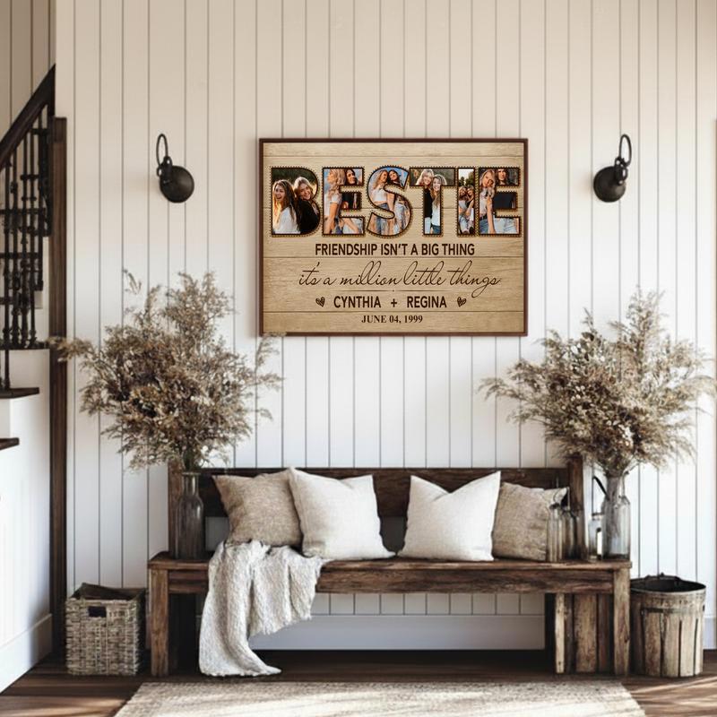 Custom Farmhouse Photo Collage Gift For Your Bestie Canvas