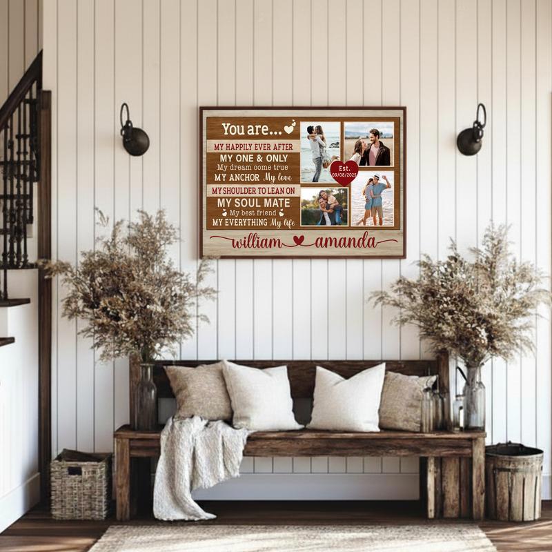 Custom My Happily Ever After Photo Collage Canvas Anniversary