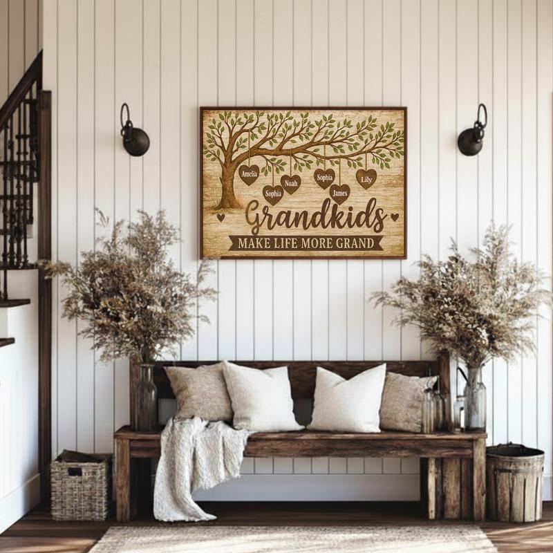 "Grandkids Make Life More Grand" Personalized Family Tree Canvas