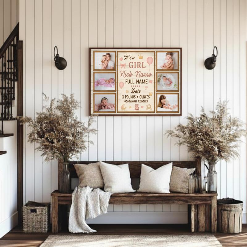 Milestone Keepsake Canvas - Personalized Baby Girl Photo Collage