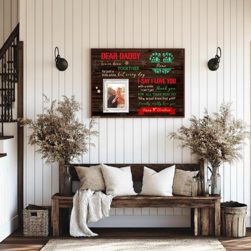 Personalized First Christmas Gift From Baby To Dad Canvas
