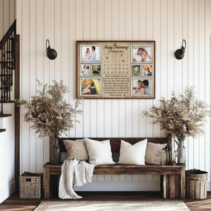 Romantic Photo Calendar Collage Canvas - Custom Anniversary Gift