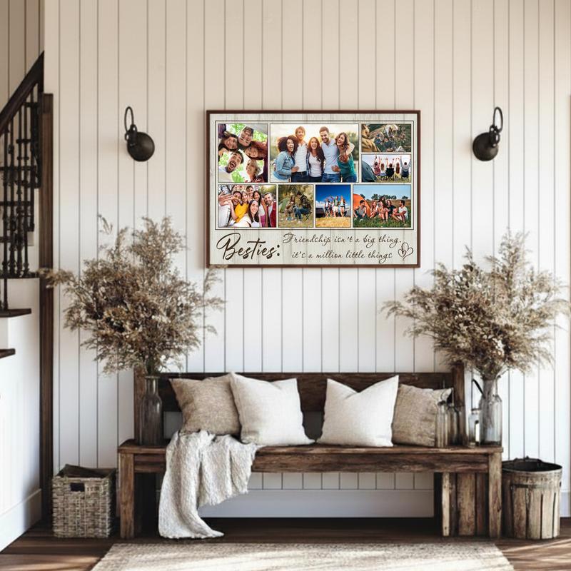 Unique Bestie Photo Collage Canvas - Custom Friendship Wall Art Gift