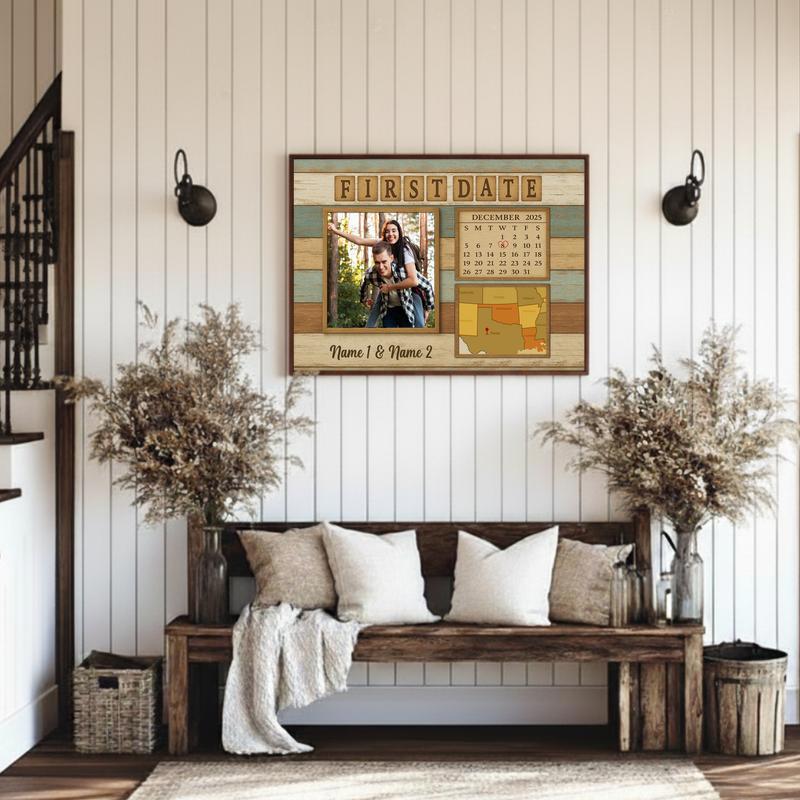 Where Our Story Began - Custom Calendar Map Couple Canvas