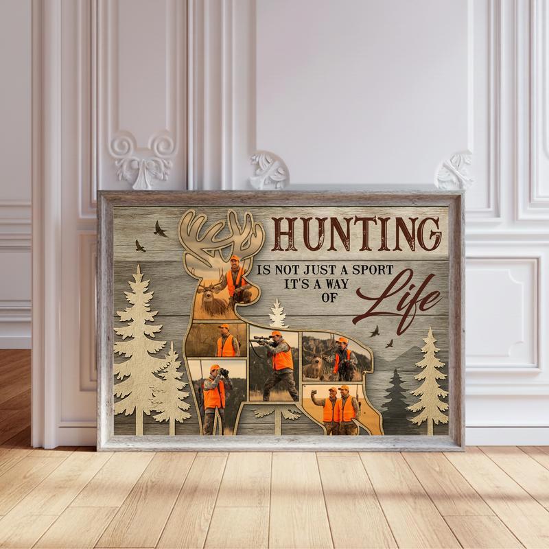 A Hunter's Keepsake - Custom Deer Hunting Photo Collage Canvas - Personalize Wall Art