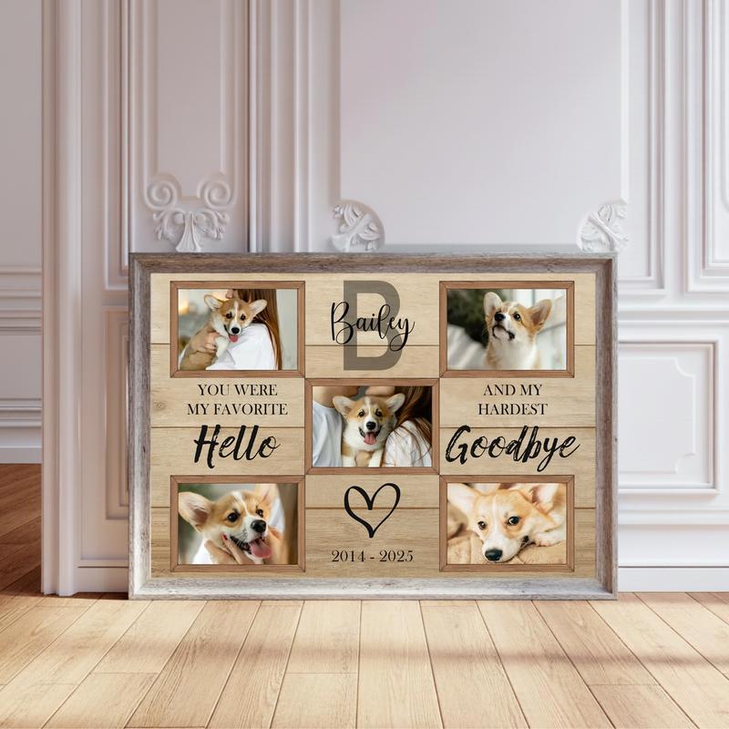 Bereavement Photo Collage For Dog Lovers - Pet Memorial Canvas - Personalize Wall Art