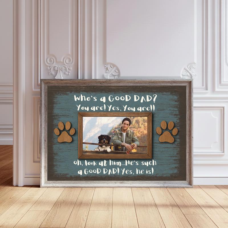 Best Dog Dad Ever - Funny Personalized Photo Keepsake Canvas - Personalize Wall Art