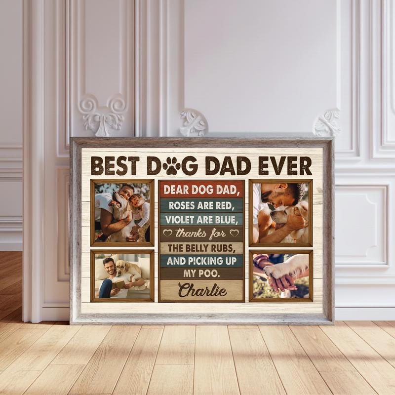 Best Dog Dad Photo Collage - Personalized Father's Day Canvas - Personalize Wall Art