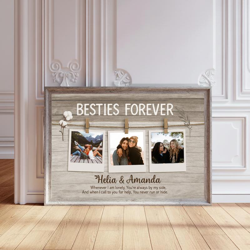 Best Friend Photo Collage Gift - Personalized Polaroid Canvas - Personalize Wall Art