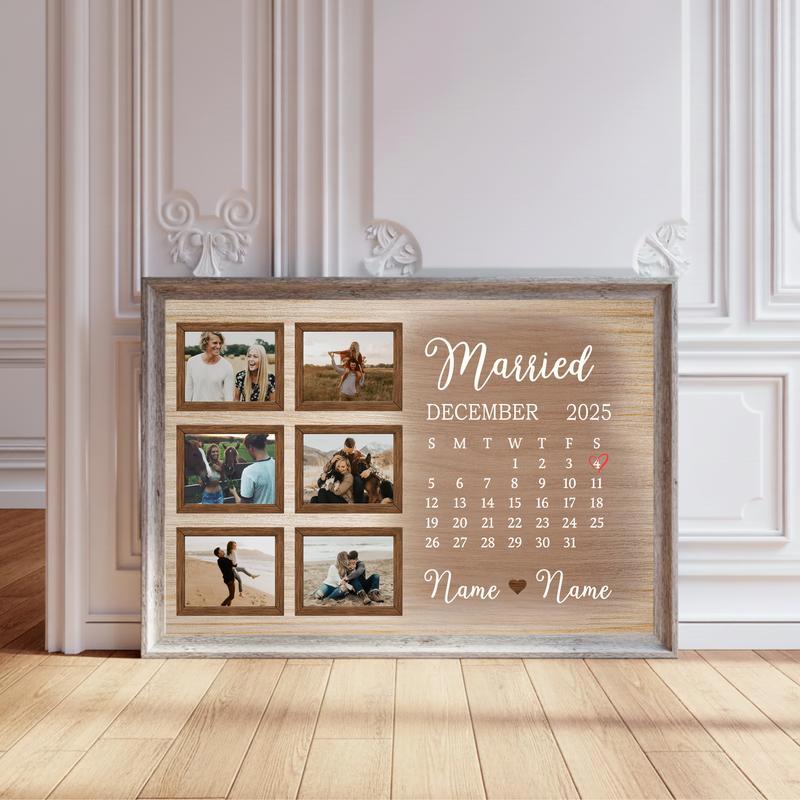 Capture Your Date - Custom Wedding Day Calendar Photo Canvas - Personalize Wall Art