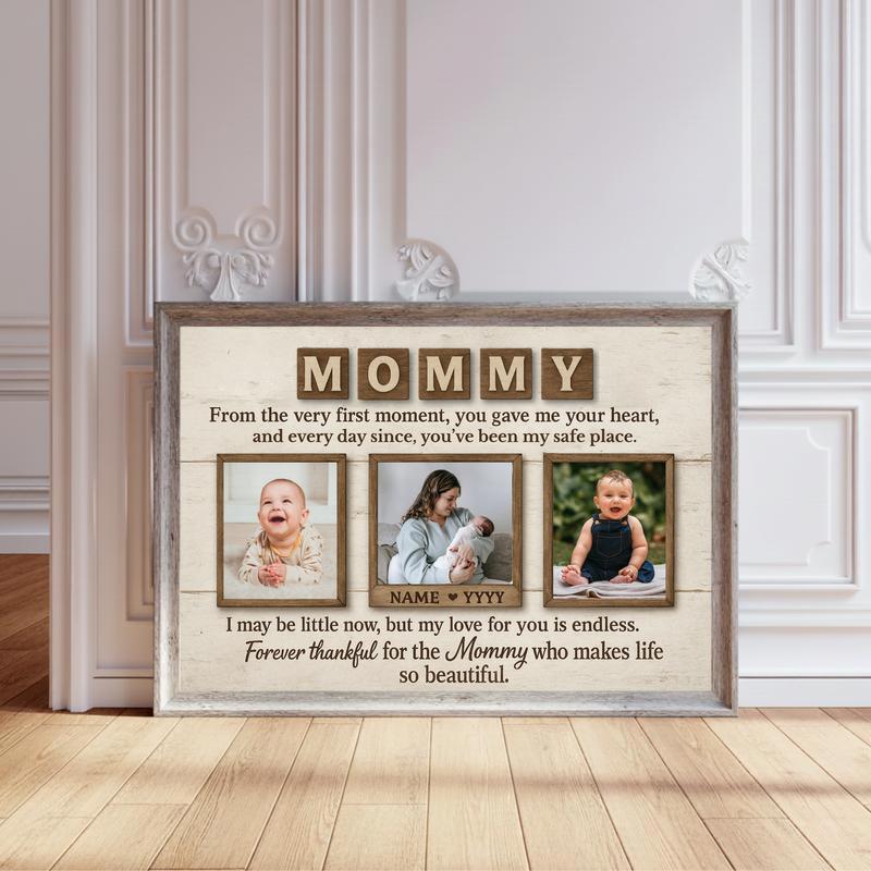 Celebrating Motherhood - First Mom Photo Keepsake Canvas - Personalize Wall Art