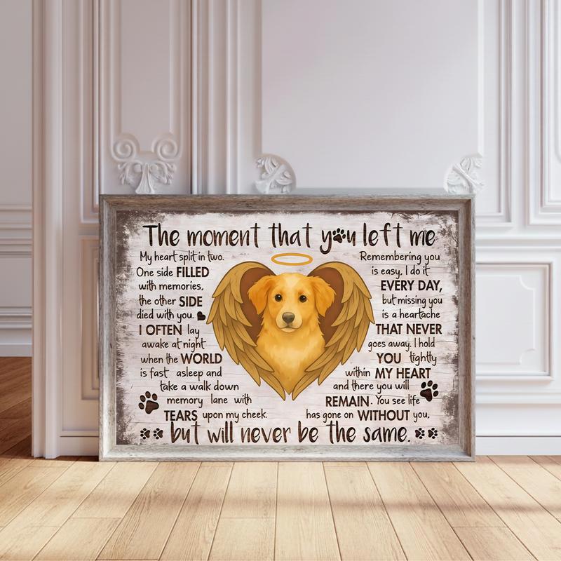Cherish The Moment - A Rustic Farmhouse Dog Memorial Canvas - Personalize Wall Art